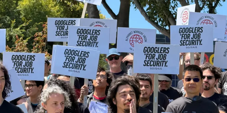Google Workers Rally for Job Security at Mountain View HQ
