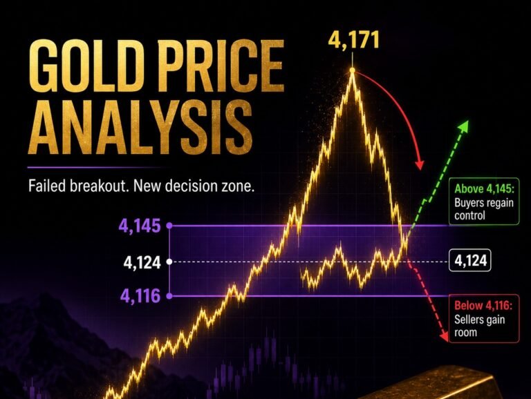 Gold analysis today shows price stuck in this range