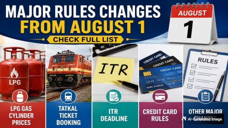 Major Rules Changes from August 1: LPG Gas Cylinder Prices, Tatkal Ticket Booking, ITR Deadline, Credit Card Rules; Check Full List