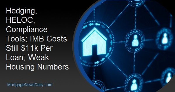 Hedging, HELOC, Compliance Tools; IMB Costs Still $11k Per Loan; Weak Housing Numbers