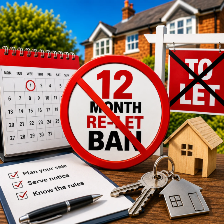 The twelve-month re-let ban starts the day you post the notice, not the day the tenant leaves