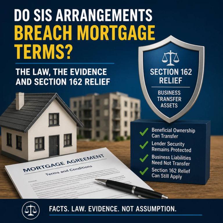 Do SIS arrangements breach mortgage terms and invalidate Section 162 relief?