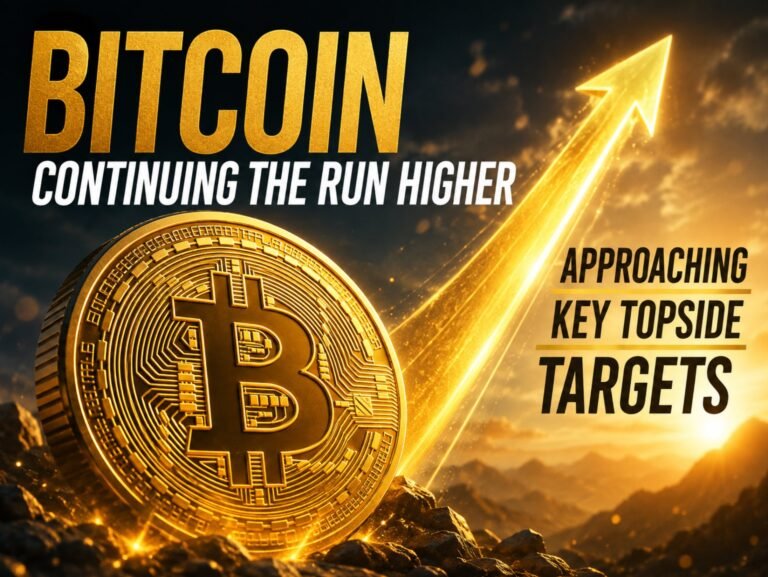 Bitcoin continues the run higher and looks toward swing area and retracement target