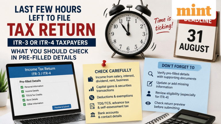 Last few hours to file tax return: Key pre-filled details ITR-3 and ITR-4 filers must cross-check