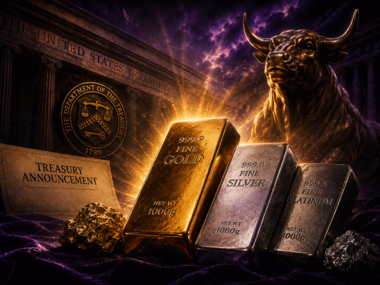 Precious metals surge after surprise US Treasury announcement to support longer-dated securities