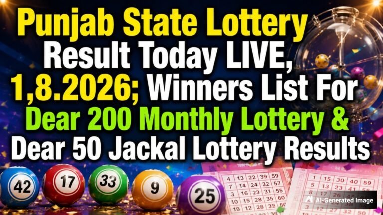 Punjab State Lottery Result Today LIVE, 1.8.2026; Dear 200 Monthly Lottery & Dear 50 Jackal Lottery Winners