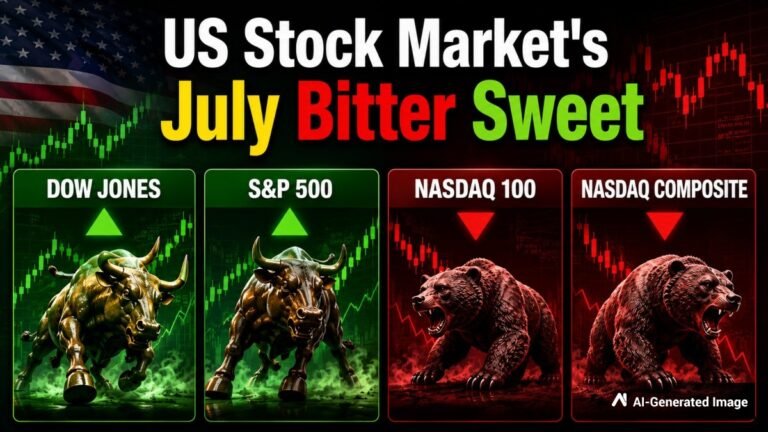 US Stock Market Ends July Mixed: Nasdaq 100 Crashes 1,535 Pts, Nasdaq Composite Down 3%; Dow Jones & S&P 500 Winners; Key Reasons