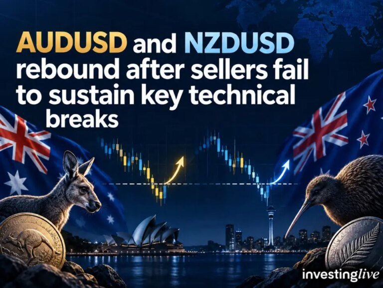 AUDUSD and NZDUSD rebound after sellers fail to sustain key technical breaks