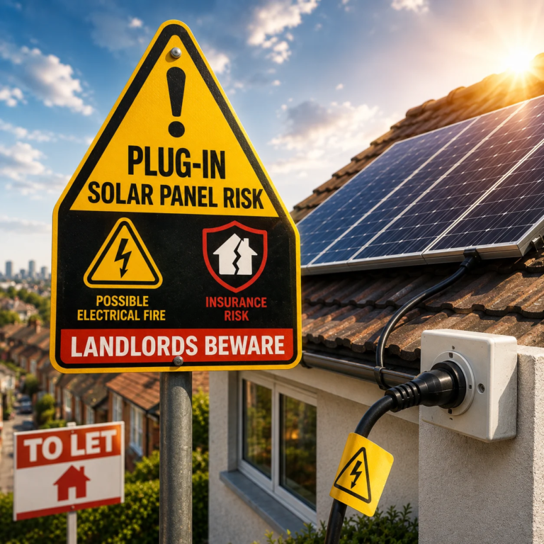 Plug-in solar panel warning for landlords