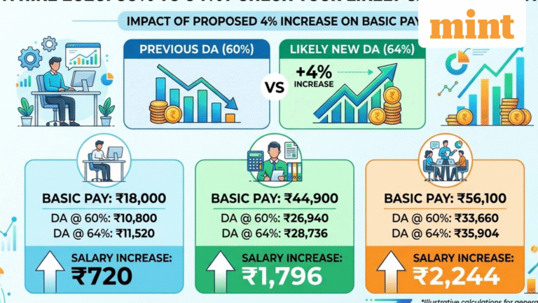 DA hike July 2026: Will DA rise to 64% from 60%? ₹18,000, to ₹56,100 basic salary | Calculate your likely increase