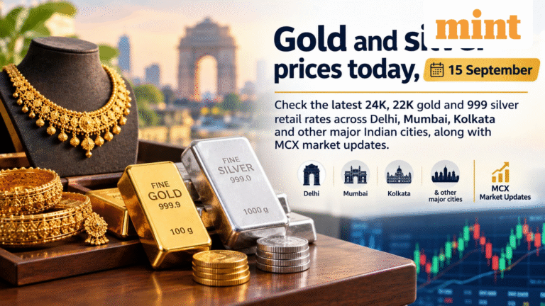 Gold, silver prices today, 15 September: Check retail rates of 24K, 22K gold, 999 silver in Delhi, Mumbai and Kolkata