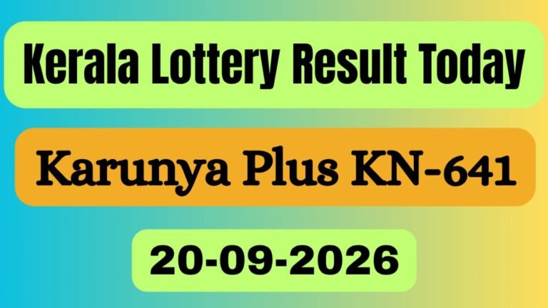 Karunya Plus KN-641 Results LIVE (20-09-2026); Kerala Lottery Result Today DECLARED; Full Winner List