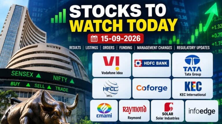Stocks To Watch Today (15-09-2026): Vodafone Idea, HDFC Bank, Tata Group, HFCL, Coforge & More In Focus