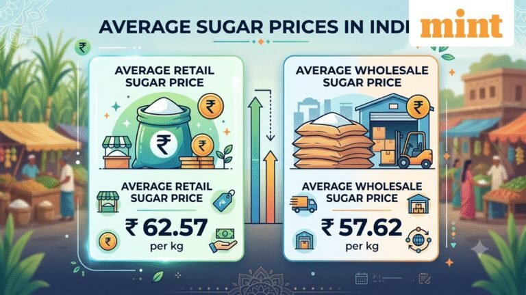 Retail sugar price falls 3.85% but remains above ₹62/kg ahead of festive season; check rates