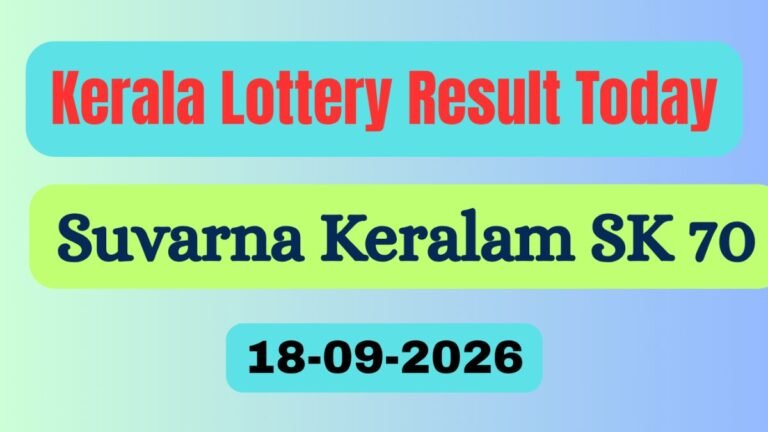Suvarna Keralam SK 70 Results LIVE (19-09-2026): SKerala Lottery Result Today OUT; Check Full List