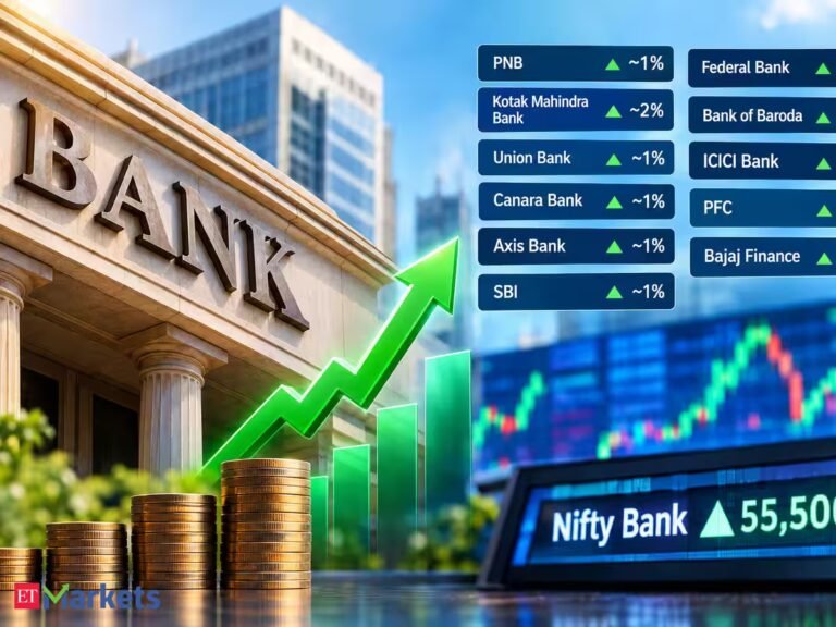PNB, Kotak Mahindra Bank, other bank stocks rise up to 2% after RBI’s rate hike, Nifty Bank above 55,500