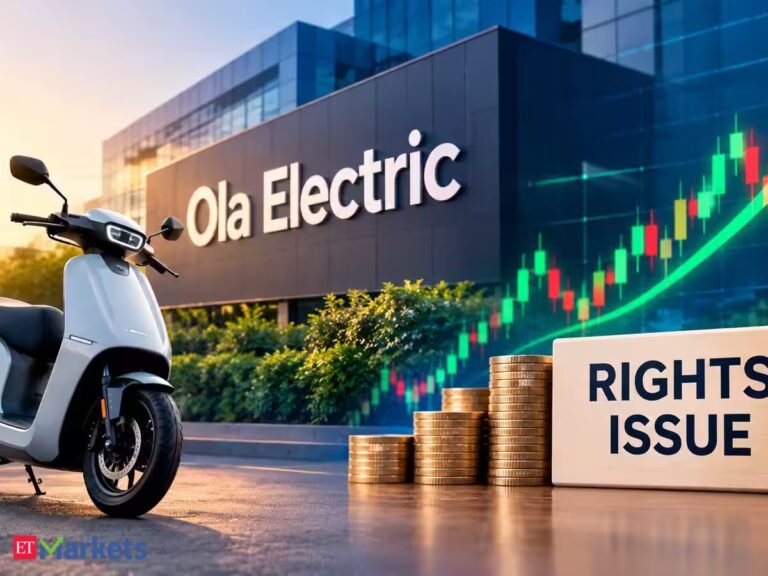 Ola Electric shares drop 4% as EV maker plans Rs 1,000 crore rights issue