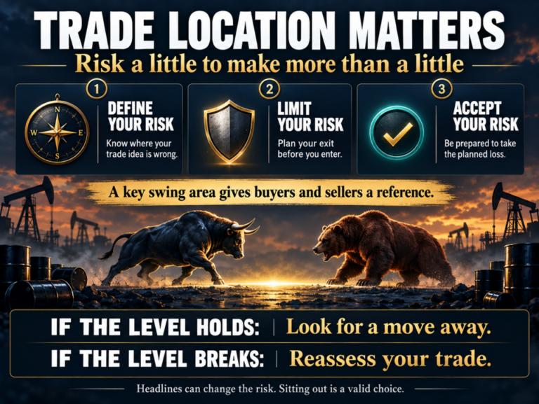 Crude oil short: Crude oil tests a key swing area: A place to define risk
