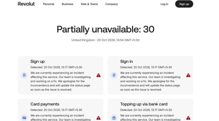 “Multiple Features” Down: Revolut’s App and Cards Stall on a Tuesday Morning