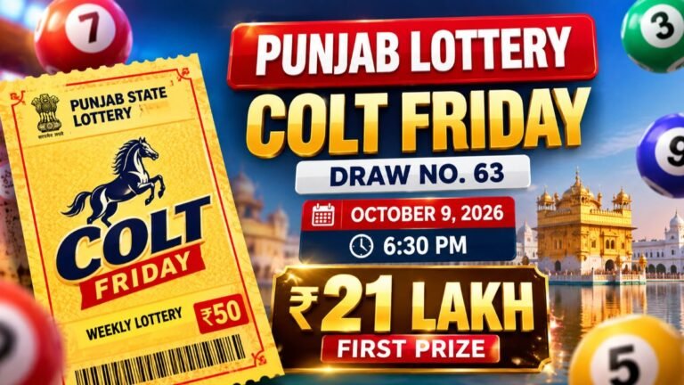 Punjab State Lottery Result Today LIVE, 9 October 2026: Dear 50 Colt Friday Weekly Winner & First Prize Number