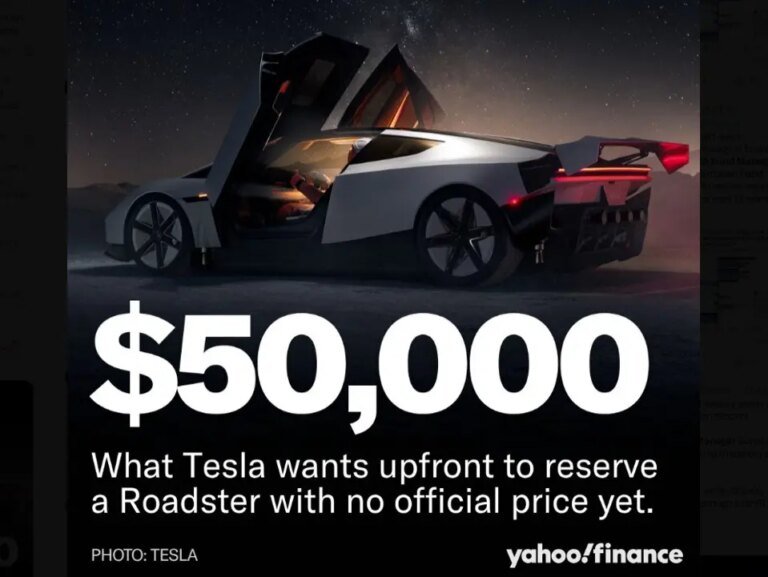 Tesla unveils thruster-powered Roadster with $50,000 deposit, production slated for 2028